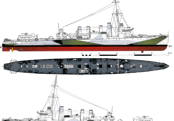 HMS Mansfield [Destroyer] ex USS DD-78 Evans (1942) - drawings, dimensions, figures